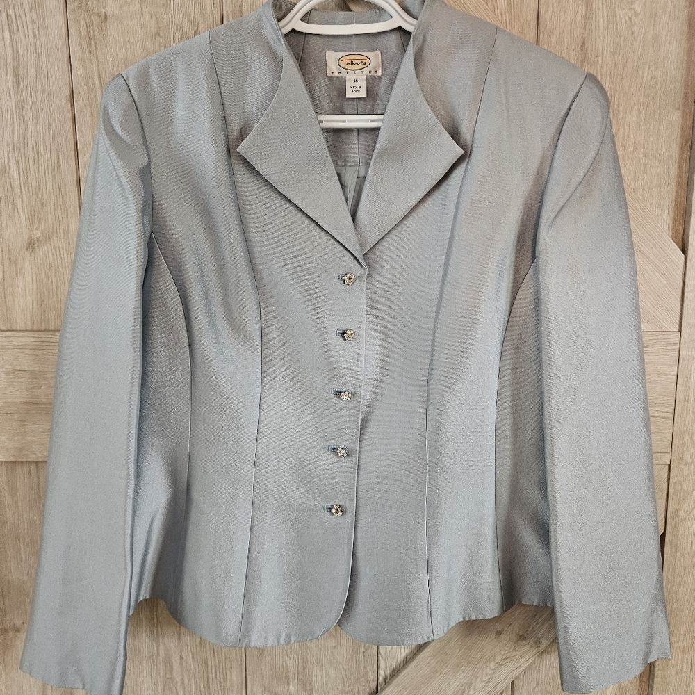 Talbots Petites Light Blue Silk Blend Blazer Size 14P